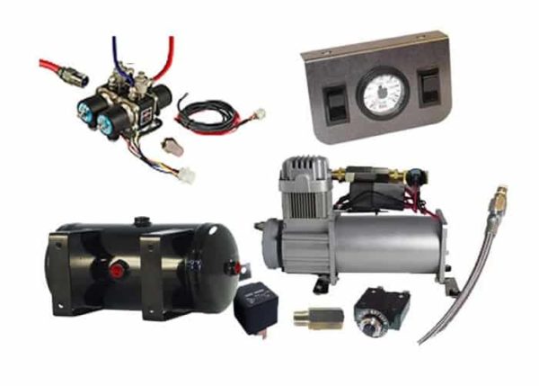 Mini Air Management System (4 Valve Air Manifold Kit w/Compressor, Tank, Switches and Gauges) – 2 Corners